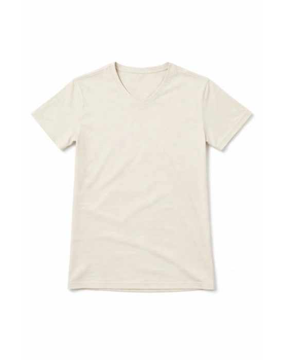 Genç Kız Çocuk V Yaka Tişört Model - Taş