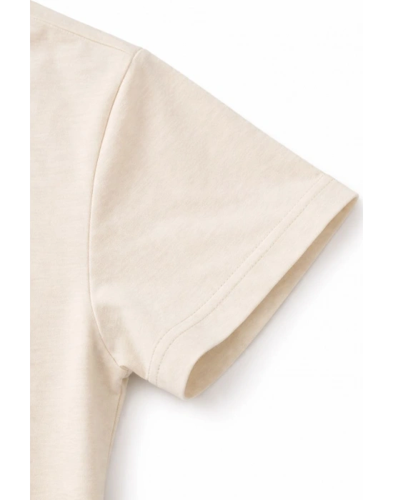 Genç Kız Çocuk V Yaka Tişört Model - Taş