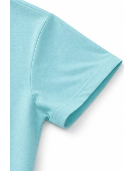 Genç Kız Çocuk V Yaka Tişört Model - Turkuvaz