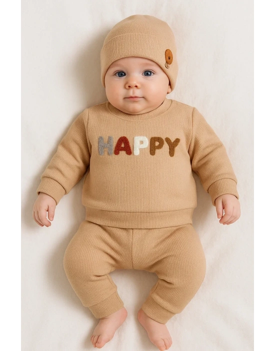 Happy Nakışlı 2li Pamuklu Erkek Bebek Takım
