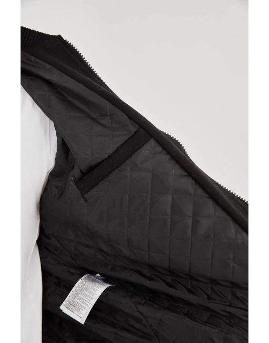 İçten Elyaf ve Astarlı Kolları Suni Deri Ceket - Turuncu -