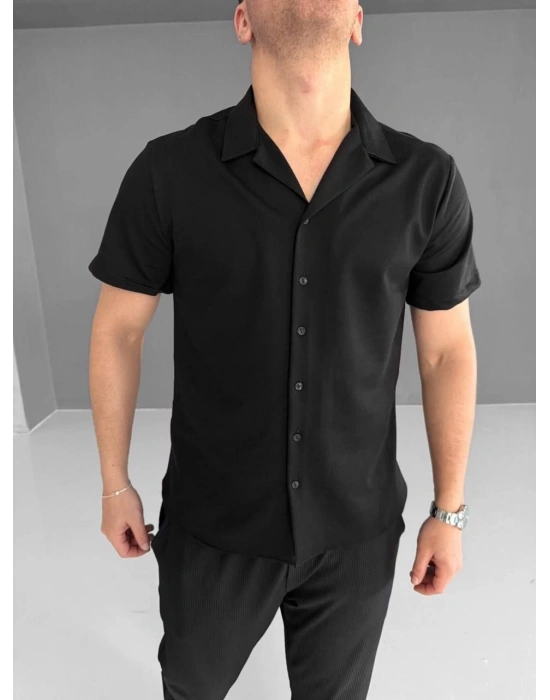 İki İplik Kumaş Gömlek - Siyah -