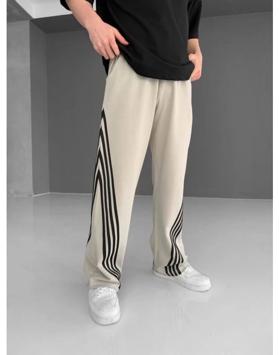 İki İplik Kumaş Şeritli Alt Esofman - Gri -