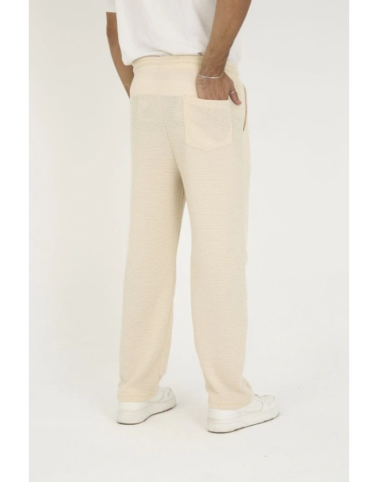 Jakar Kutu Desenli Baggy Eşofman Pantolon - Bej