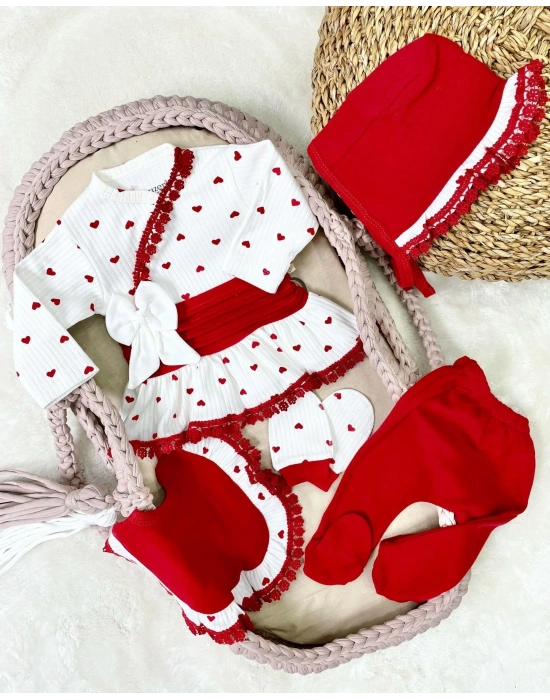 Kalp Desenli Dantel İşlemeli Hastane Çıkışı