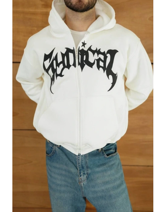 Kapüşonlu Sweatshirt Hoodie - Beyaz