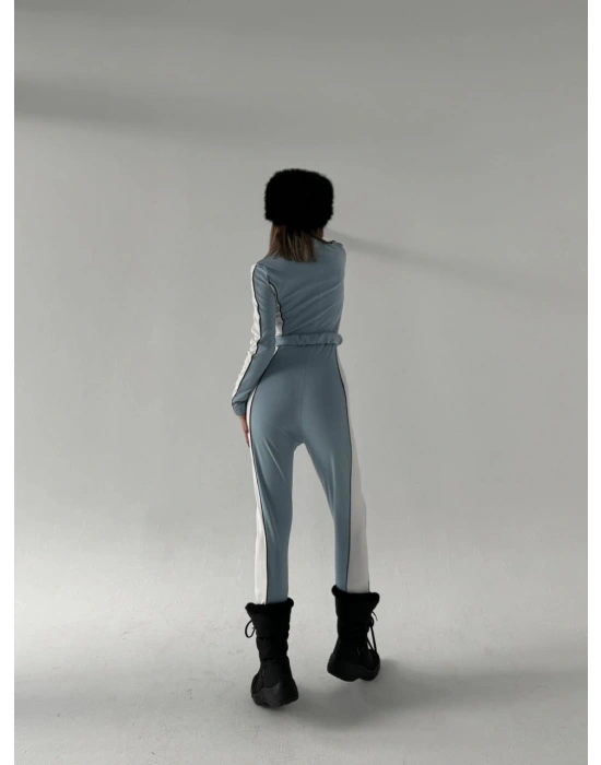 Kemer Detaylı Fermuarlı Tulum - Bebe Mavisi -