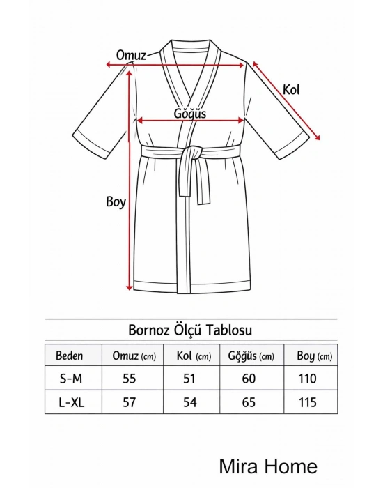 Kimono Yaka Unisex Pamuklu Tek Kişilik Bornoz Bej