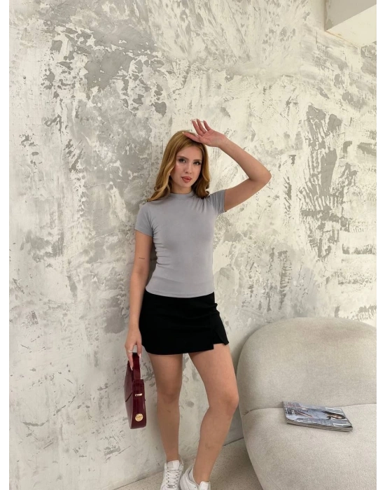 Kısa kol Badi bluz - Gri -