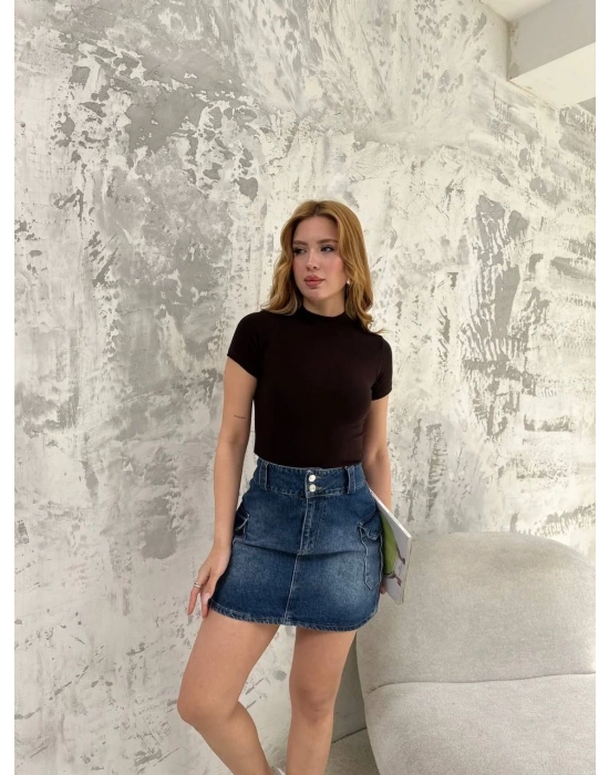 Kısa kol Badi bluz - Siyah