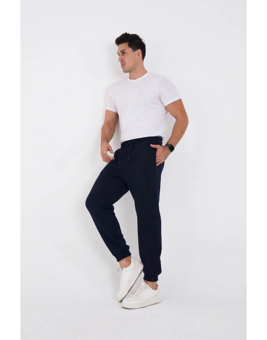 Kışlık Üç İplik Lastikli Eşofman Pantolon - Lacivert