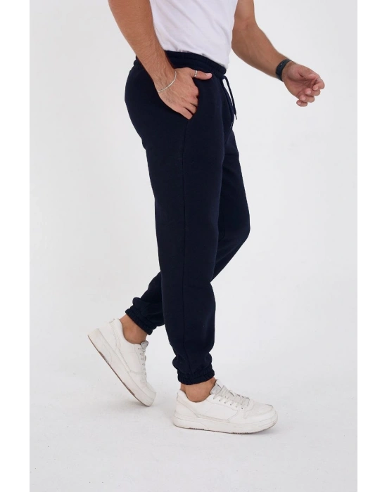 Kışlık Üç İplik Lastikli Eşofman Pantolon - Lacivert