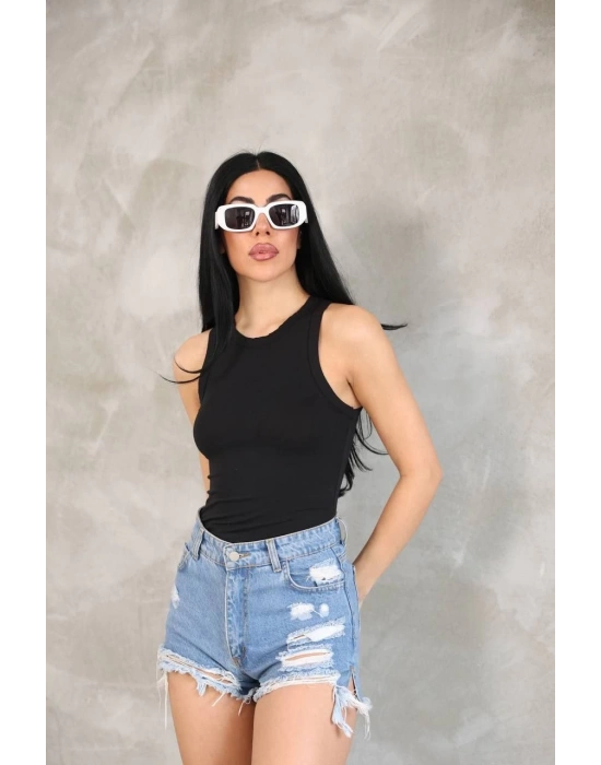 Kolsuz Badi bluz - Siyah -