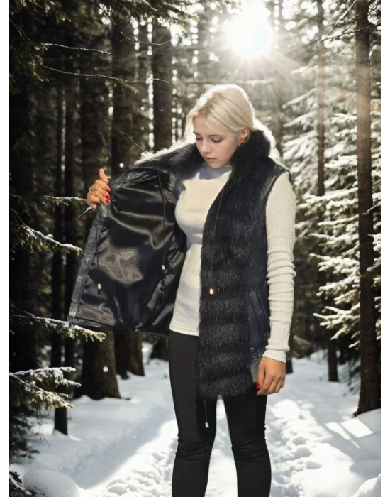 Kolsuz Fermuarlı Yelek - Lacivert -