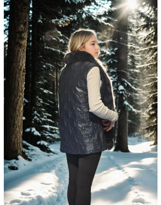 Kolsuz Fermuarlı Yelek - Lacivert -