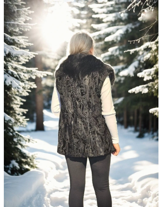 Kolsuz Hakiki Kürk - Siyah -