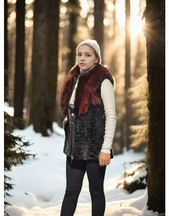 Kolsuz Hakiki Kürk - Siyah -