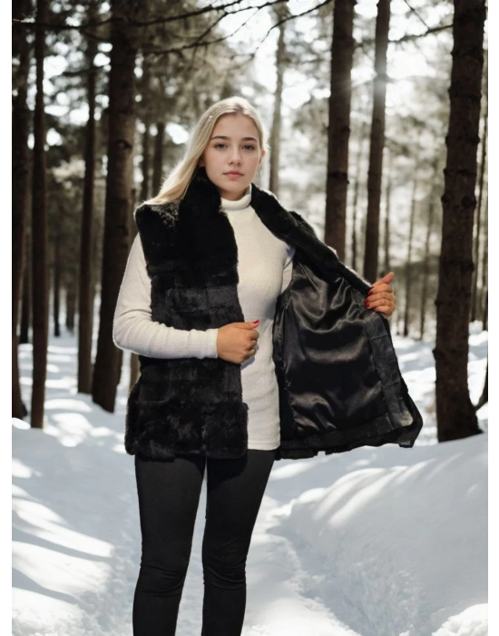 Kolsuz Hakiki Kürk - Siyah -