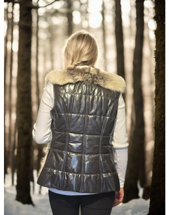 Kolsuz Hakiki Yelek - Fuşya -