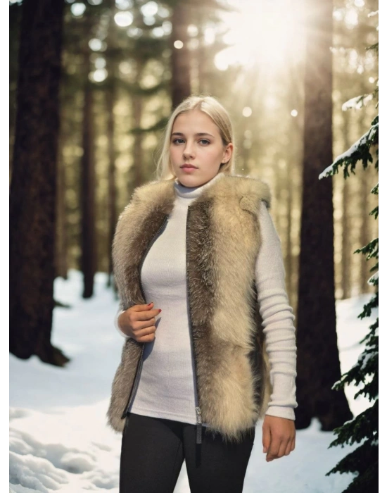 Kolsuz Hakiki Yelek - Fuşya -