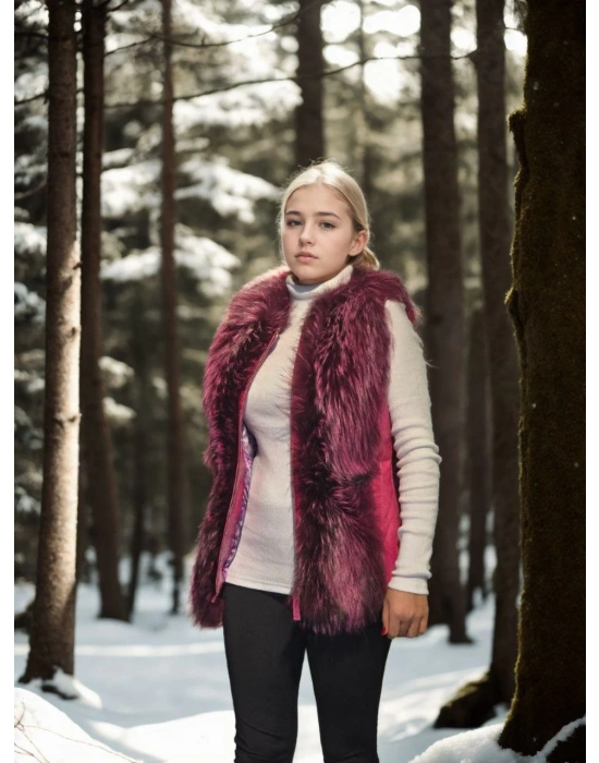 Kolsuz Hakiki Yelek - Fuşya -