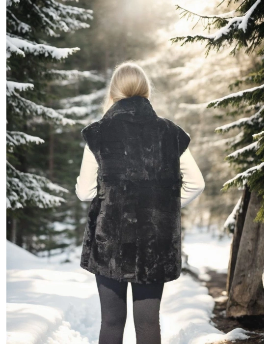 Kolsuz Hakiki Yelek - Siyah