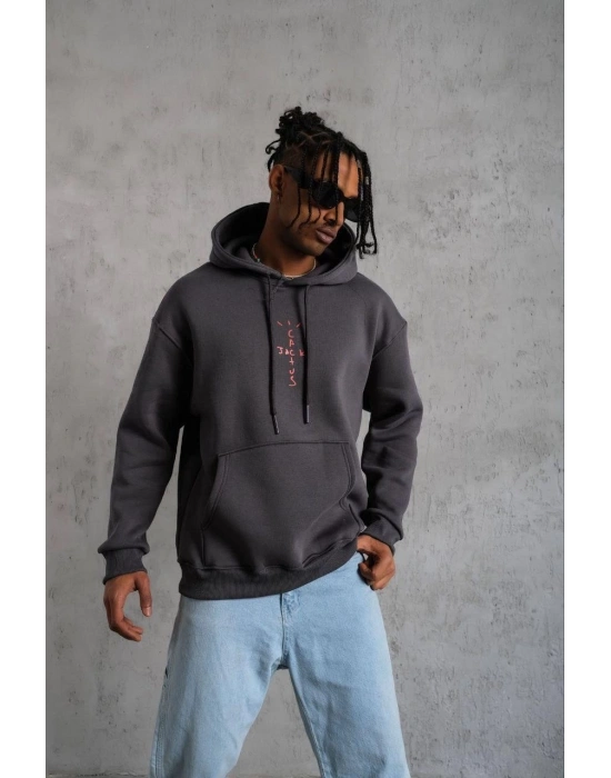 Kordonlu Arka Maske Kordon Saçlı Kapüşonlu - Füme