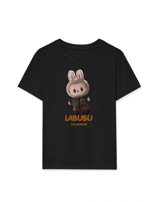 Labubu   Baskılı T-Shirt - Siyah -