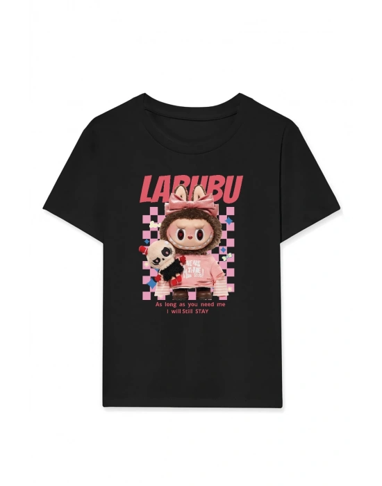 Labubu   Baskılı T-Shirt - Siyah -