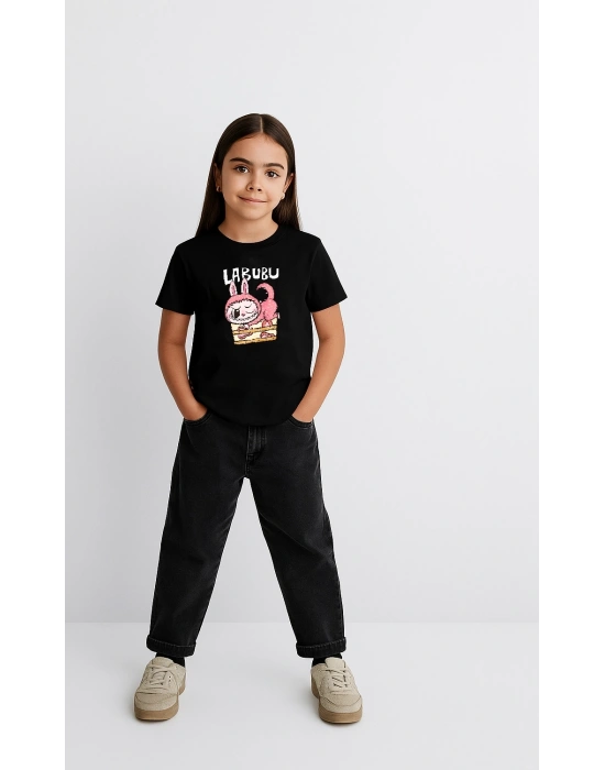 Labubu   Baskılı T-Shirt - Siyah -