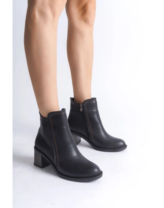 LARISSA Fermuarlı Ortopedik Taban Topuklu Kadın Bot  CST - Siyah