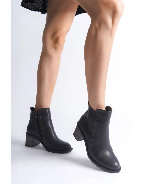 LARISSA Fermuarlı Ortopedik Taban Topuklu Kadın Bot  CST - Siyah