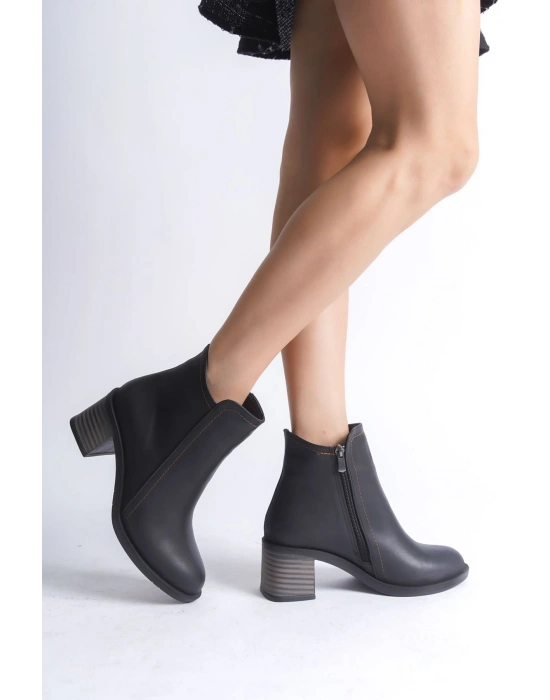 LARISSA Fermuarlı Ortopedik Taban Topuklu Kadın Bot  CST - Siyah
