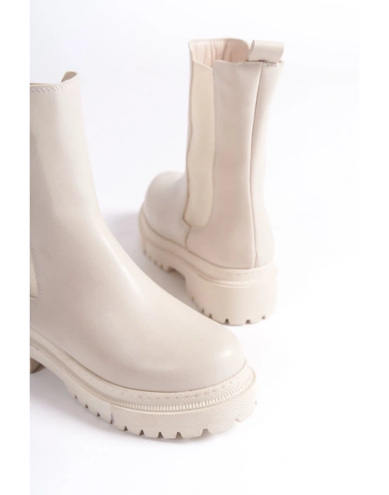 LORA Bağcıksız Lastikli Ortopedik Taban Kadın Bot  CKT - Krem