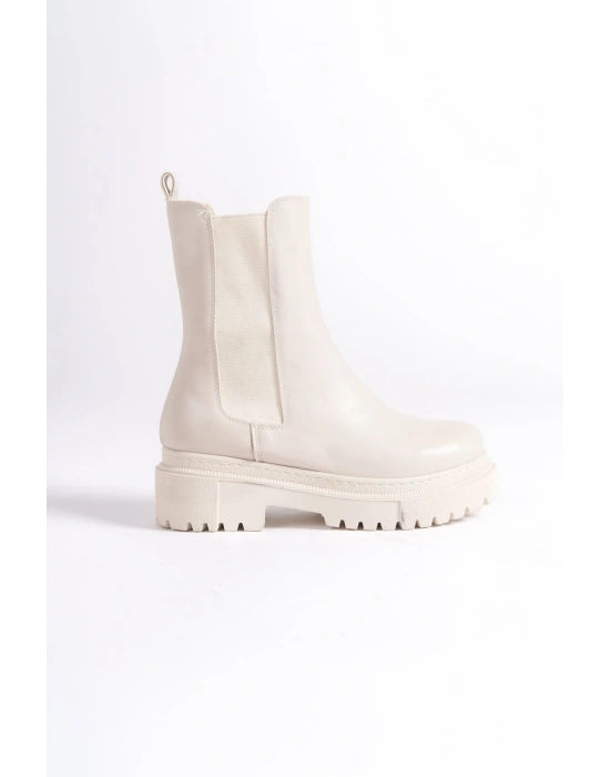 LORA Bağcıksız Lastikli Ortopedik Taban Kadın Bot  CKT - Krem