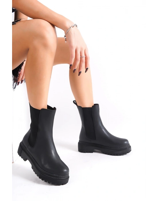 LORA Bağcıksız Lastikli Ortopedik Taban Kadın Bot CST - Siyah