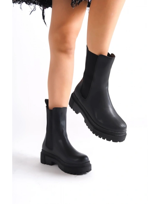 LORA Bağcıksız Lastikli Ortopedik Taban Kadın Bot CST - Siyah