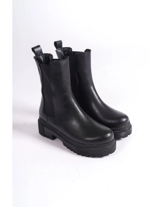 LORA Bağcıksız Lastikli Ortopedik Taban Kadın Bot CST - Siyah