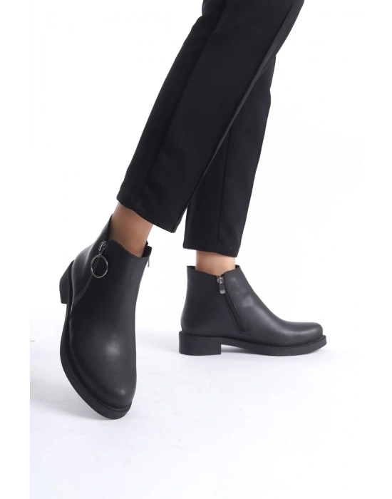 MARGARET Fermuarlı Ortopedik Taban Topuklu Kadın Bot - CST - Siyah