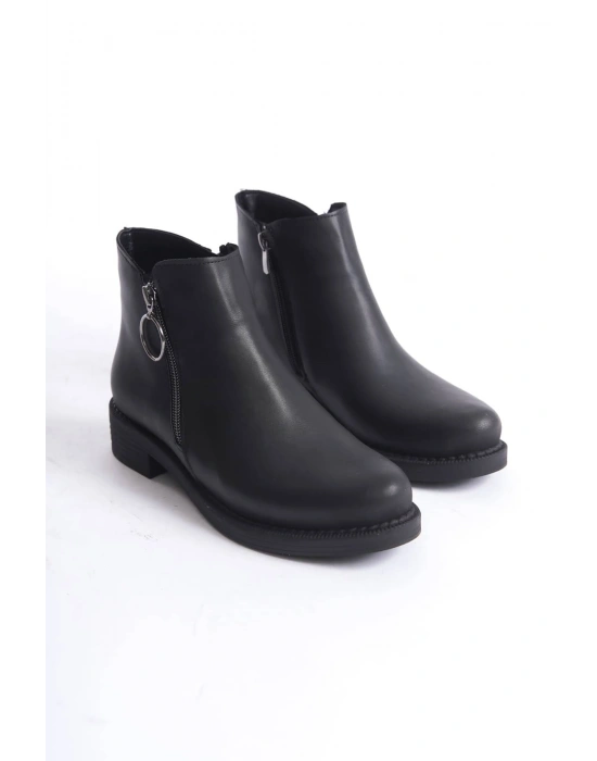 MARGARET Fermuarlı Ortopedik Taban Topuklu Kadın Bot - CST - Siyah