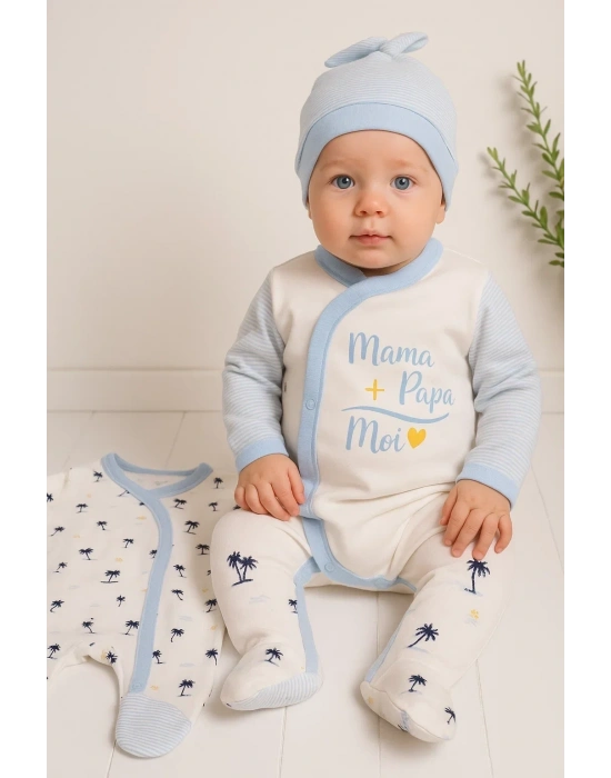 Marin Kravuze Desenli Erkek Bebek 4lü Tulum Seti