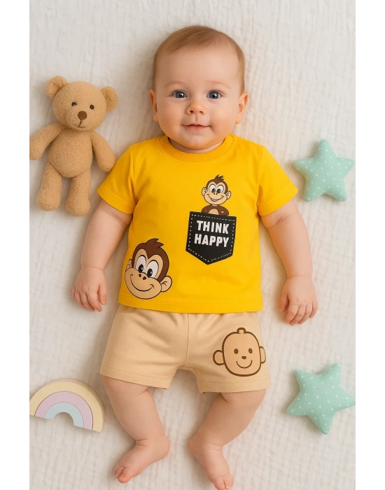 Maymun Desenli 2li Erkek Bebek Takım