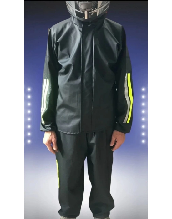 Motorcu Kurye Su Geçirmez Yağmurluk Takım - Siyah -