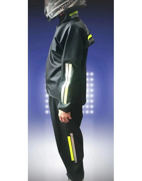 Motorcu Kurye Su Geçirmez Yağmurluk Takım - Siyah -