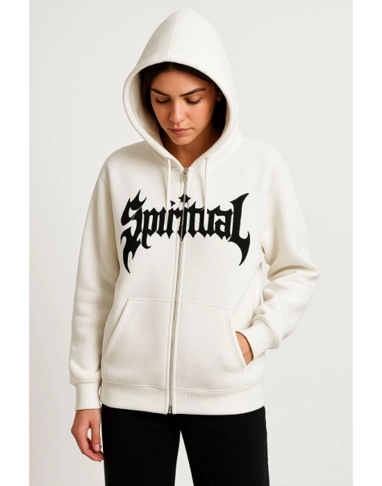 - Oversize Kapüşonlu Sweatshirt- Beyaz