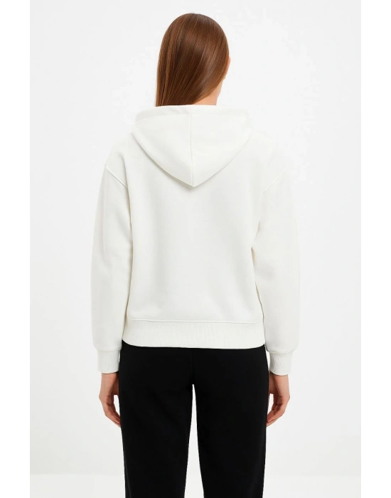 - Oversize Kapüşonlu Sweatshirt- Beyaz