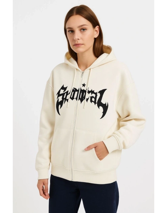 - Oversize Kapüşonlu Sweatshirt- Beyaz