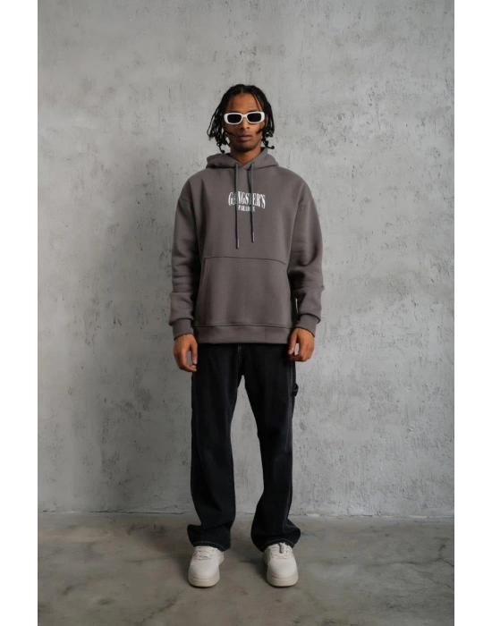 Paradise Baskılı Kapüşonlu Sweat - Gri