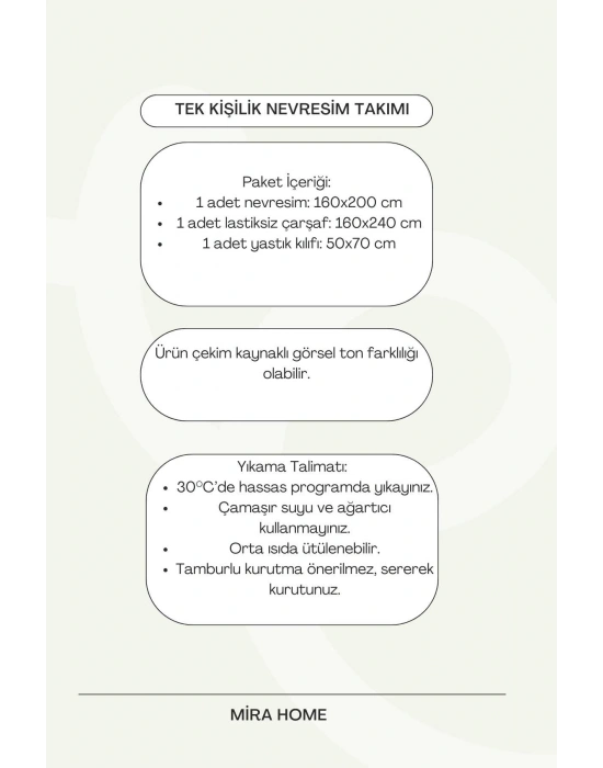 Pembe Çiçek Desenli Pamuklu Tek Kişilik Nevresim Takımı