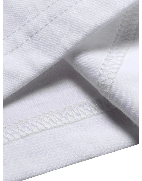 Pembe Panter Baskılı   Oversize Günlük Kısa Kollu Tişört- Beyaz -